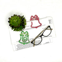 Christmas Bell Shaped Bookmark with Card Backer - Paperclip - Snack Bag Closure - Glowforge