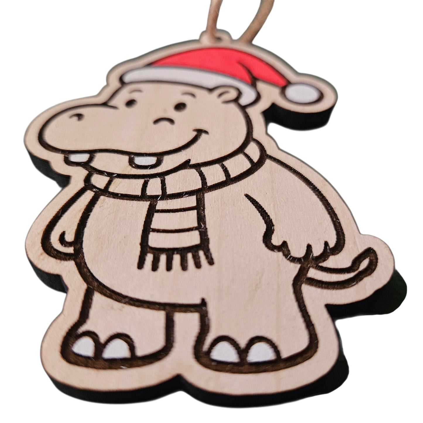 Christmas Hippopotamus Ornament #4 with Winter Scarf