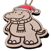 Christmas Hippopotamus Ornament #4 with Winter Scarf