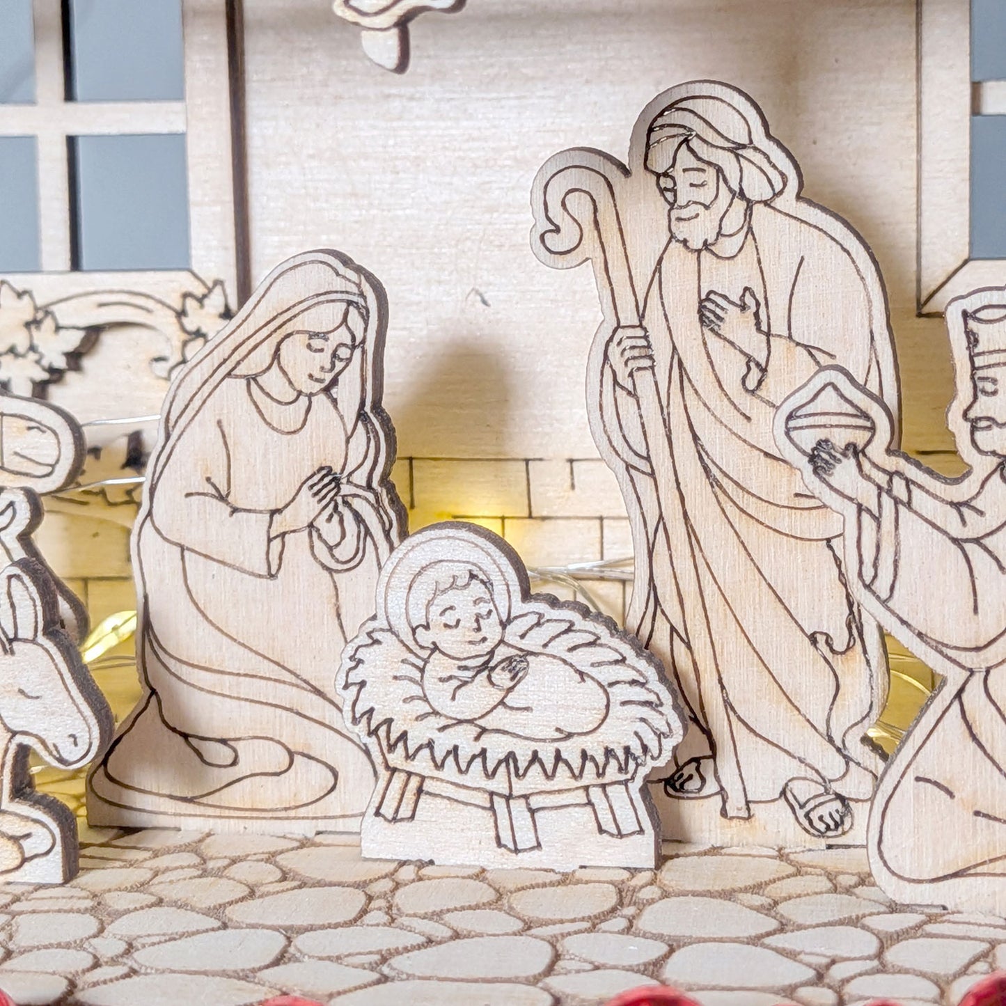 Christmas Nativity Scene – Holy Family, Angel, Animals, Star & Three Wise Men - Glowforge