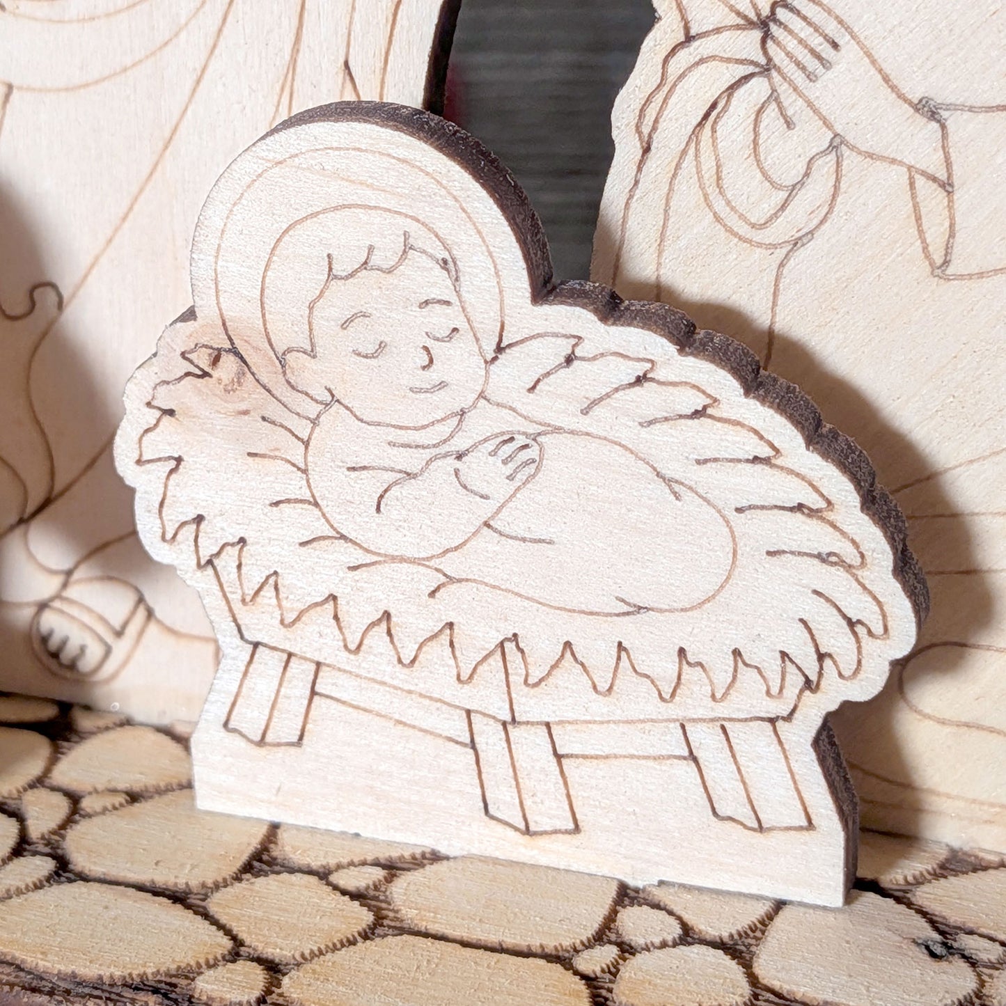 Christmas Nativity Schwibbogen - Holy Family, Baby Jesus, Three Wise Men & Angel Scene - Glowforge