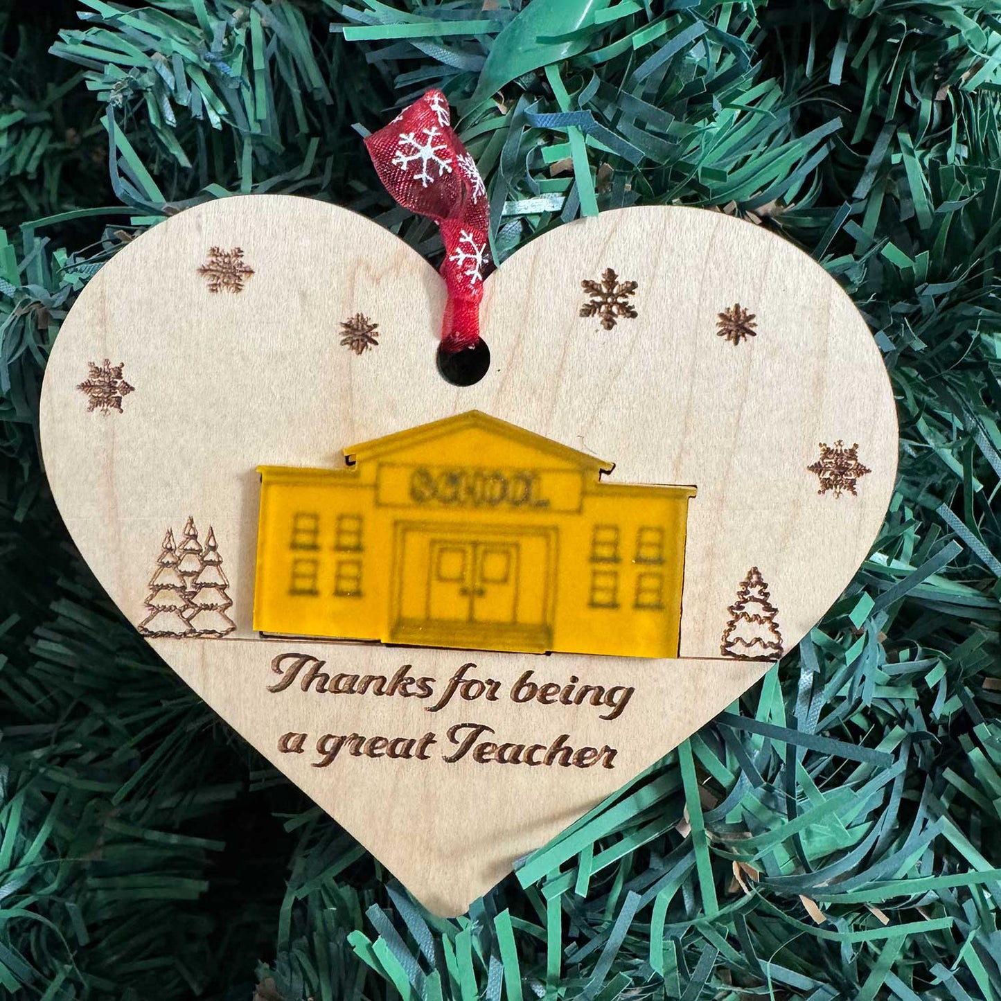 Christmas Ornament for Teacher - Farmhouse Style Christmas Decoration - Glowforge