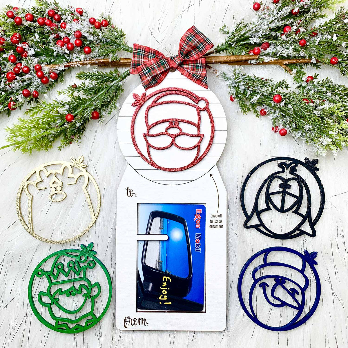 Christmas Ornament Gift Card Holder with 5 Characters - Glowforge