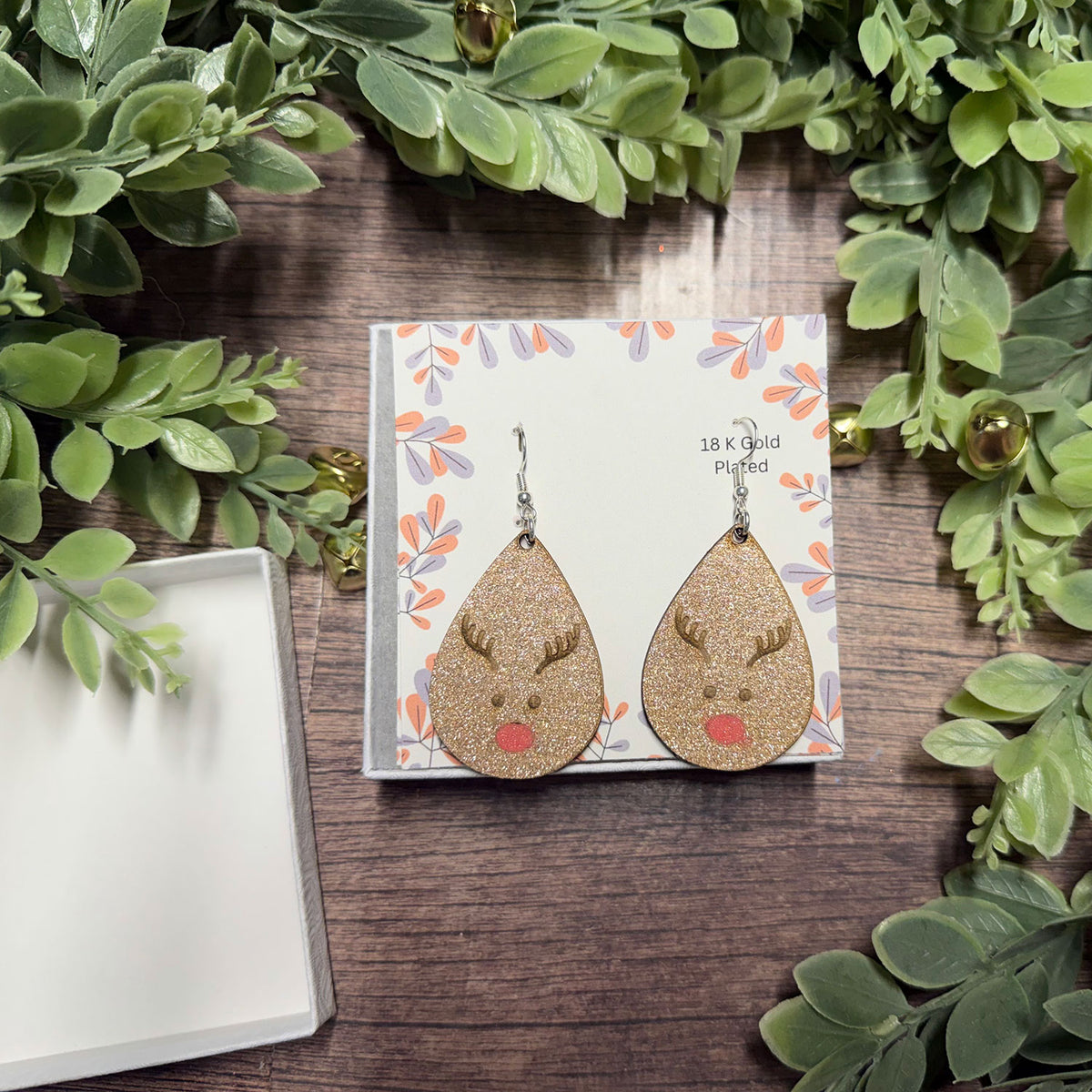 Christmas Reindeer Red Nose Dangle Earrings - Glowforge