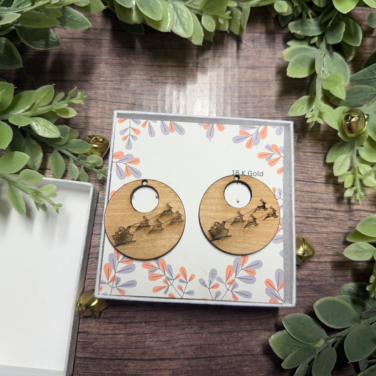 Christmas Santa Sleigh with Reindeer Dangle Earrings - Glowforge