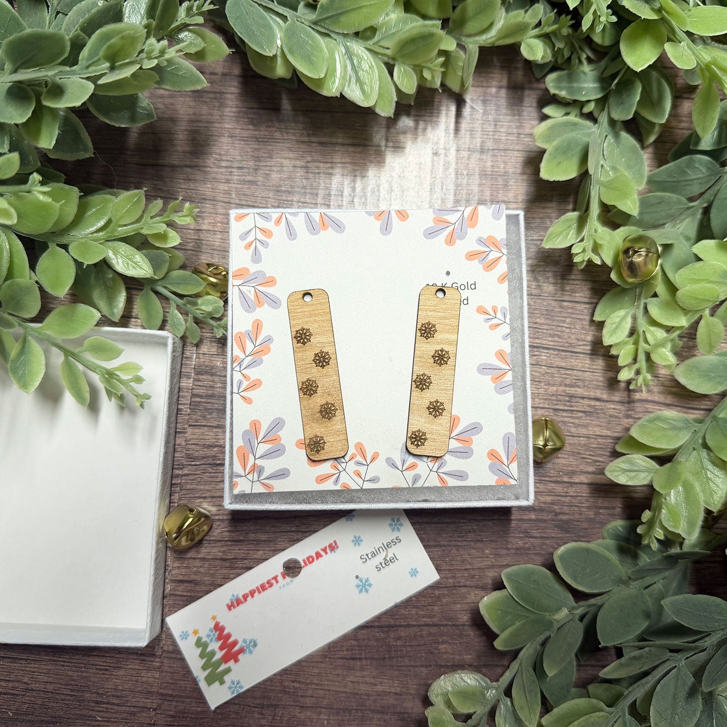 Christmas Snowflake Bar Dangle Earrings - Glowforge