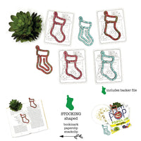 Christmas Stocking Shaped Bookmark with Card Backer - Paperclip - Snack Bag Closure
