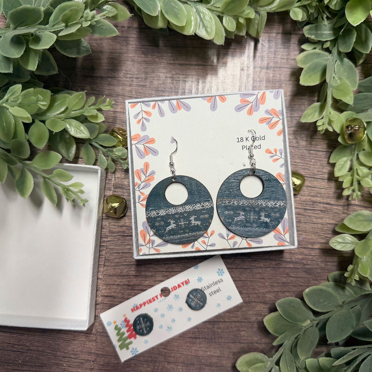 Christmas Sweater Pattern with Snowflake Dangle Earrings (Set of 2) - Glowforge