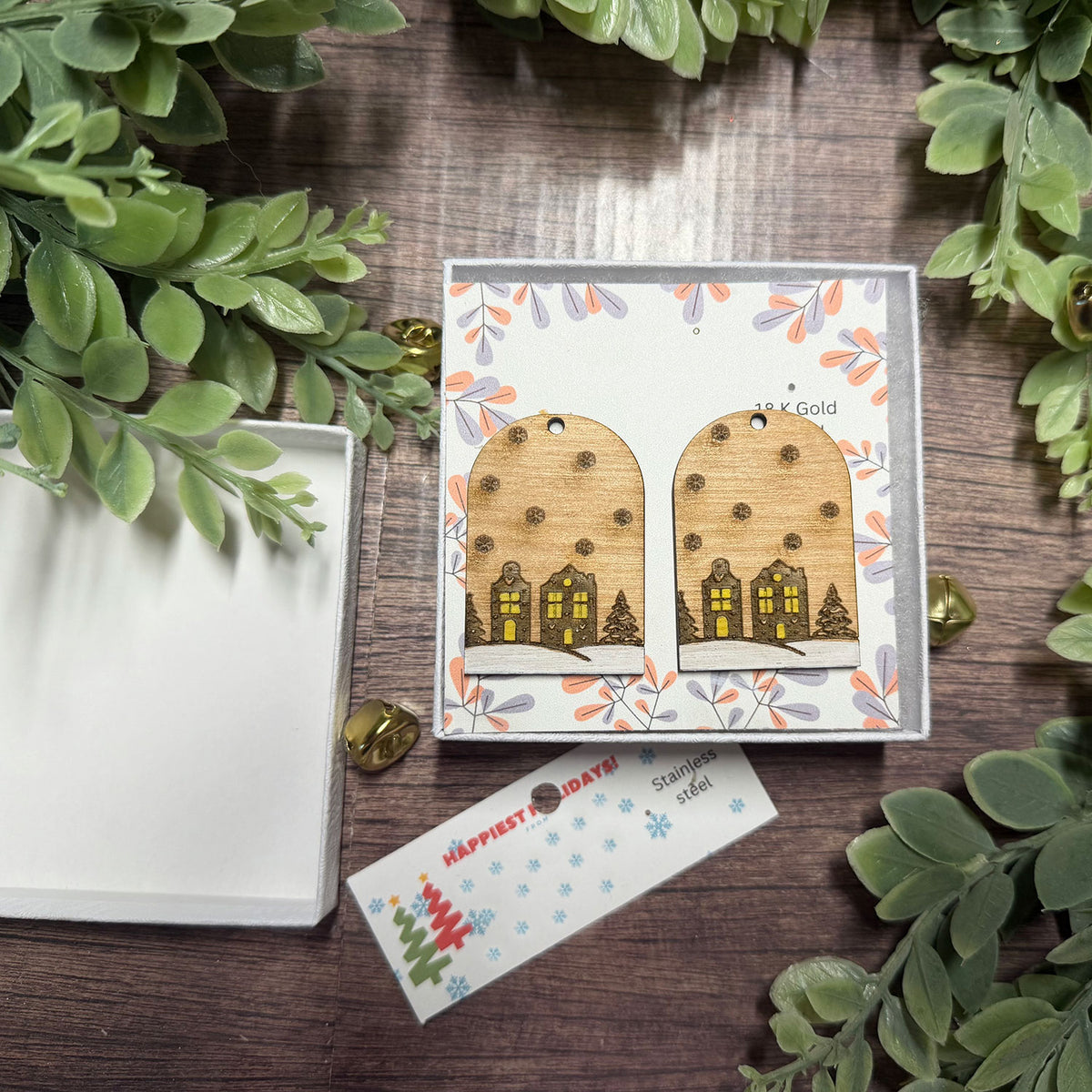 Christmas Town Dangle Earrings - Glowforge