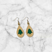Winter Christmas Tree Teardrop Earrings - Glowforge