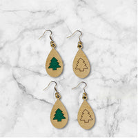 Winter Christmas Tree Teardrop Earrings - Glowforge