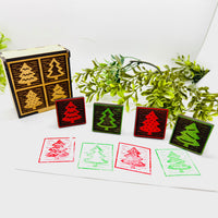 Christmas Tree Wood Block Print Stamp (Set of 4) + Storage Box - Collection #1 - Glowforge