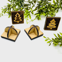 Christmas Tree Wood Block Print Stamp (Set of 4) + Storage Box - Collection #1 - Glowforge
