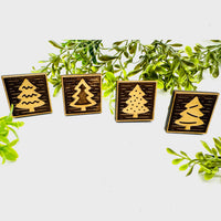 Christmas Tree Wood Block Print Stamp (Set of 4) + Storage Box - Collection #1 - Glowforge