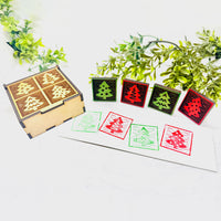 Christmas Tree Wood Block Print Stamp (Set of 4) + Storage Box - Collection #2 - Glowforge