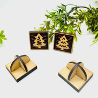Christmas Tree Wood Block Print Stamp (Set of 4) + Storage Box - Collection #2 - Glowforge