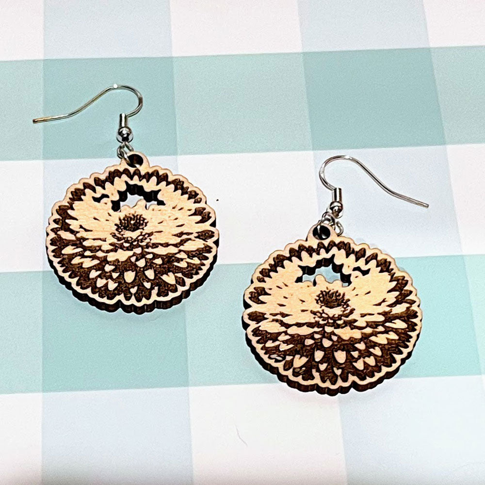 Chrysanthemum Earring Pendants - Glowforge