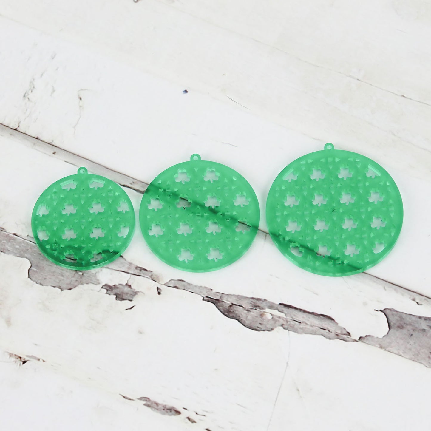 Circle Earrings with Shamrock Rattan Pattern - St. Patrick's Day Earrings (Set of 3 Sizes)- Glowforge
