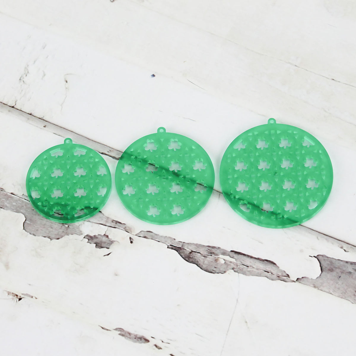 Circle Earrings with Shamrock Rattan Pattern - St. Patrick's Day Earrings (Set of 3 Sizes)- Glowforge