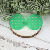 Circle Earrings with Shamrock Rattan Pattern - St. Patrick's Day Earrings (Set of 3 Sizes) - Glowforge