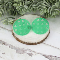 Circle Earrings with Shamrock Rattan Pattern - St. Patrick's Day Earrings (Set of 3 Sizes) - Glowforge