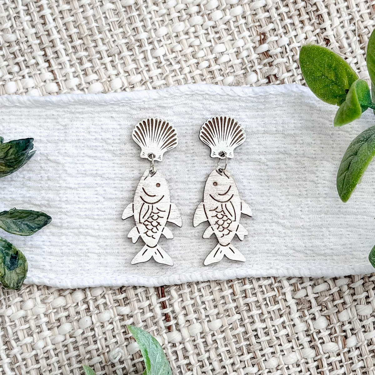 Coastal Shell Fish Dangle Earrings - Glowforge