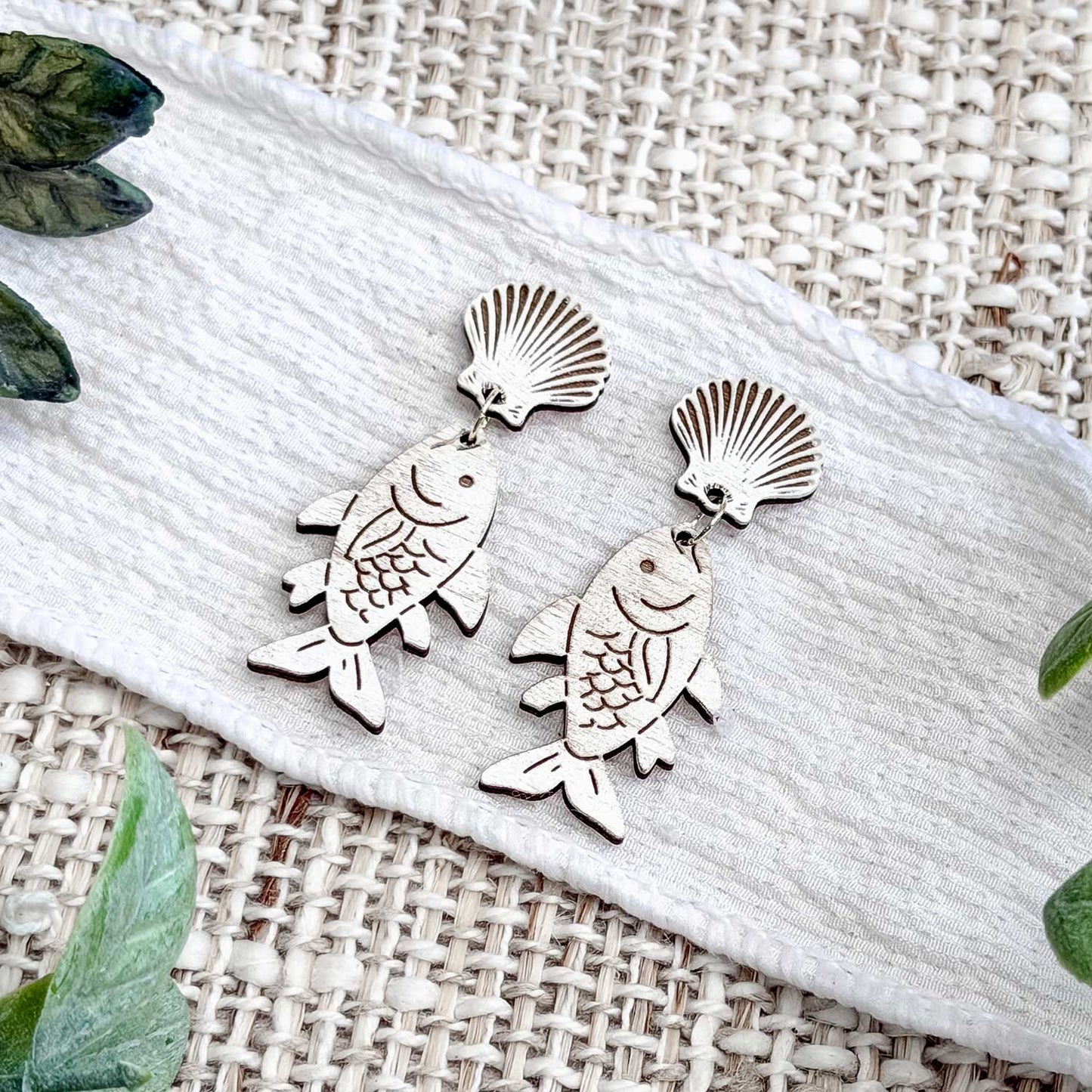 Coastal Shell Fish Dangle Earrings - Glowforge