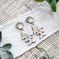 Coastal Shell Fish Dangle Earrings - Glowforge