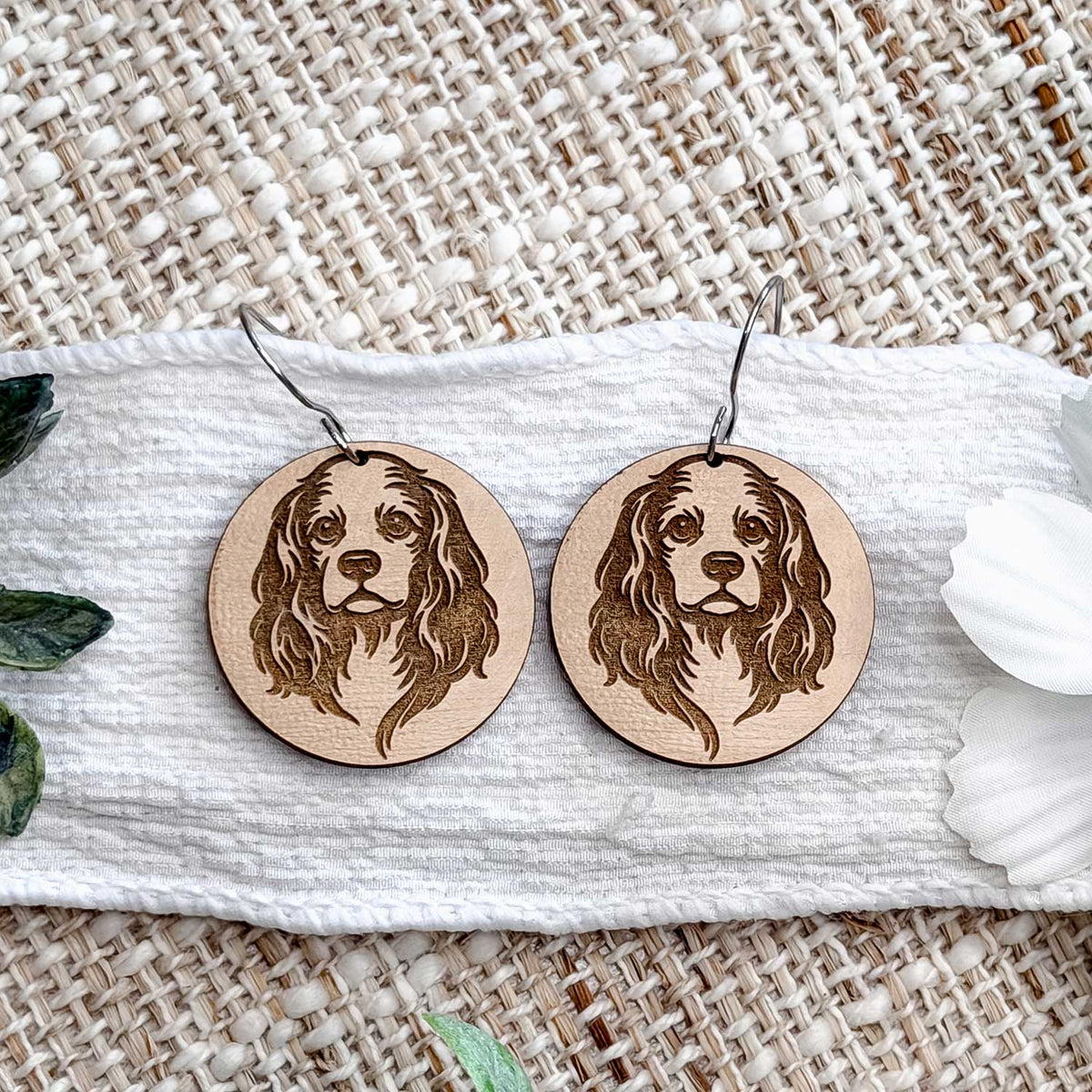 Cocker Spaniel Engraved Disc Earrings - Glowforge
