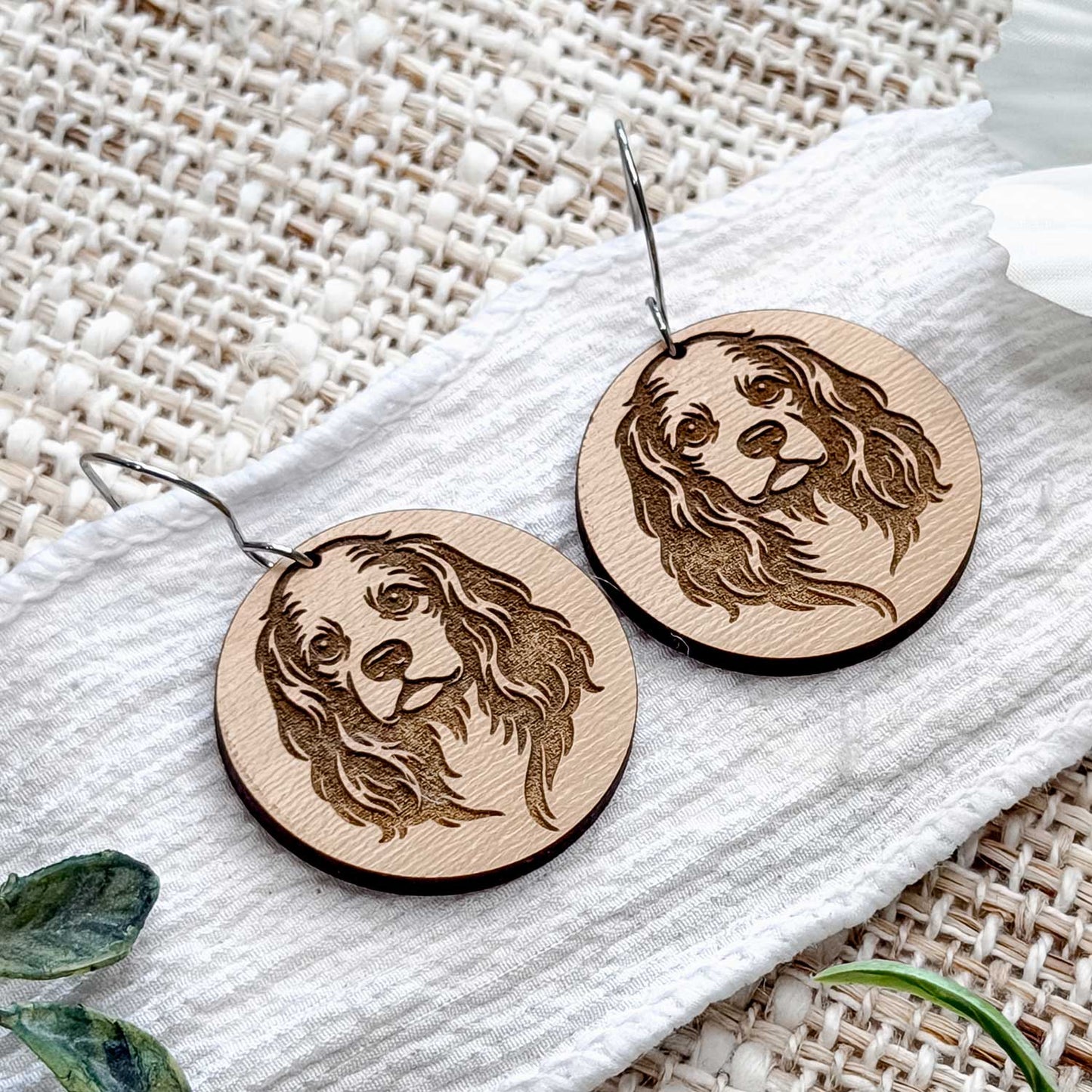 Cocker Spaniel Engraved Disc Earrings - Glowforge