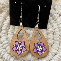 Columbine Blossom Wooden Teardrop Earrings - Glowforge