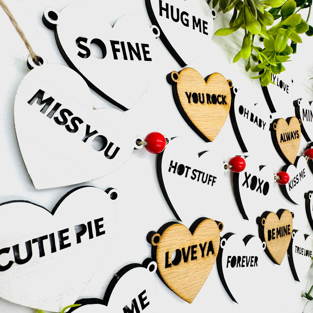 Conversation Heart Valentine Banner Decor (Set of 19 Plus Blank) - Glowforge