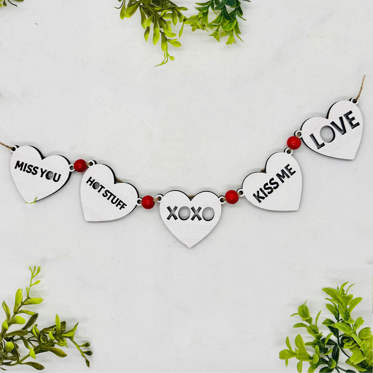 Conversation Heart Valentine Banner Decor (Set of 19 Plus Blank) - Glowforge