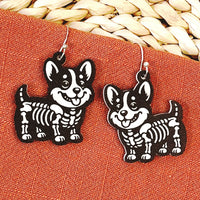 Corgi Dog Halloween Skeleton Earrings - Glowforge