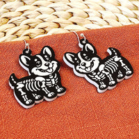 Corgi Dog Halloween Skeleton Earrings - Glowforge