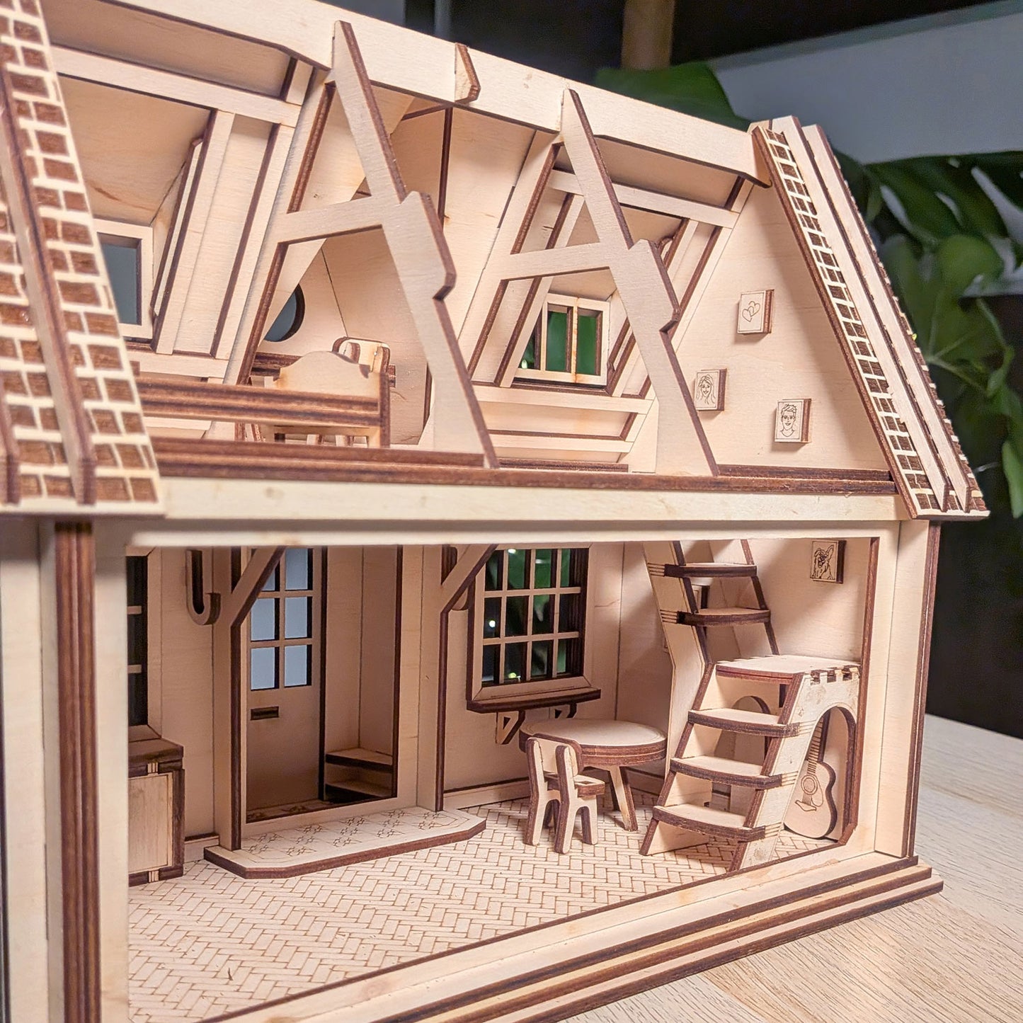 Country Dollhouse with Doll Furniture, Figures & Opening Parts - Glowforge