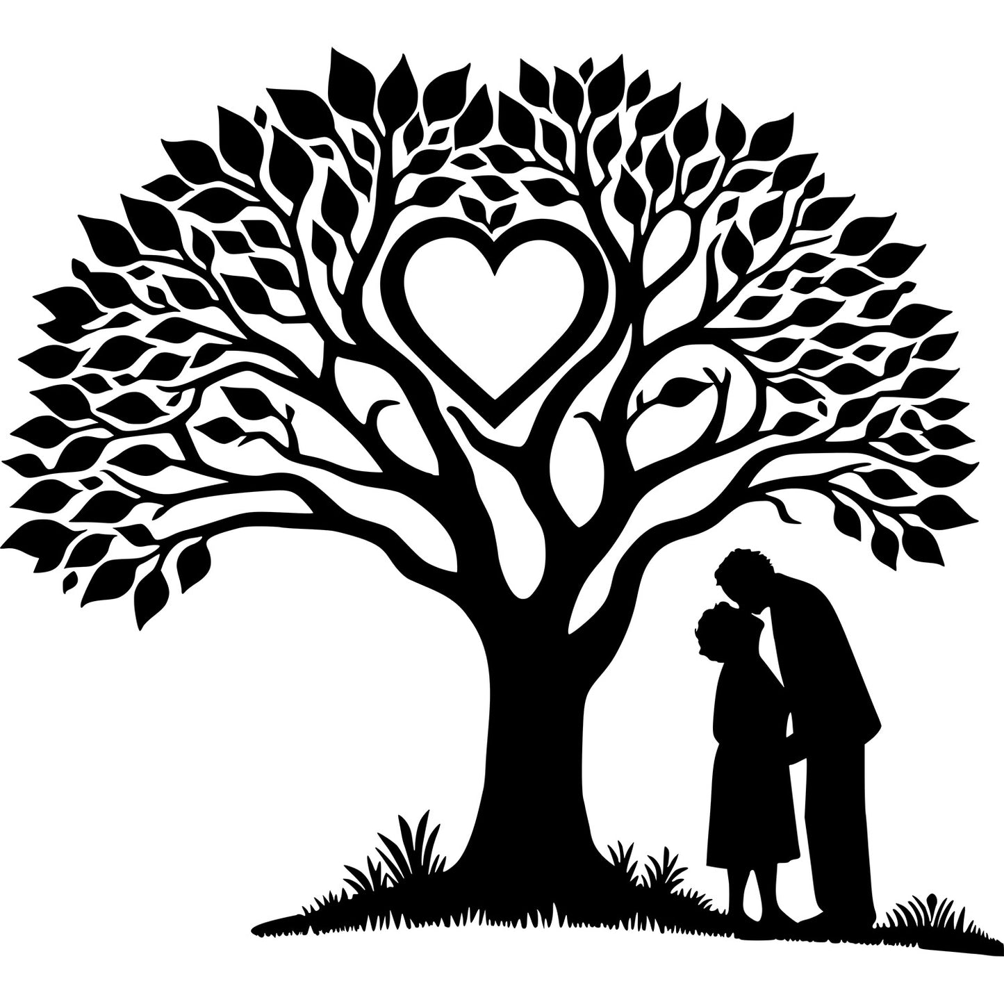 Couple Kissing Under the Tree Silhouette #5