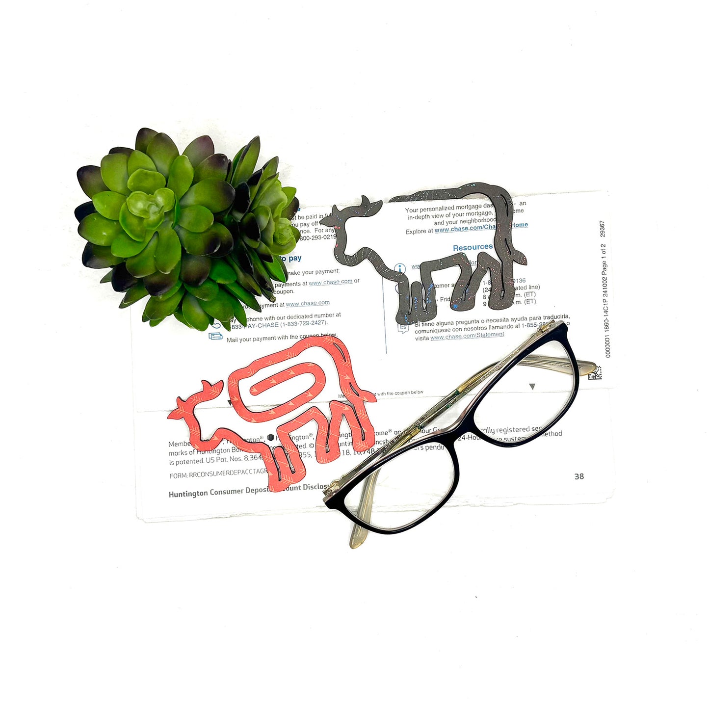 Cow Shaped Bookmark with Card Backer - Paperclip - Snack Bag Closure - Glowforge