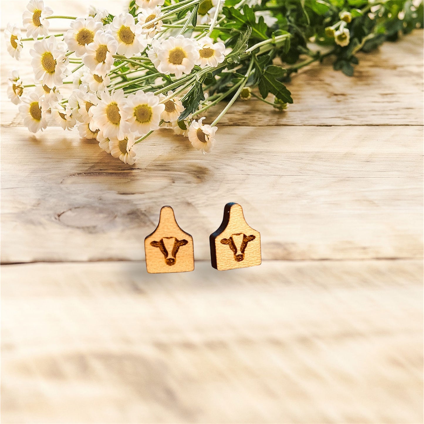 Cow Tag Farm Stud Earrings - Glowforge