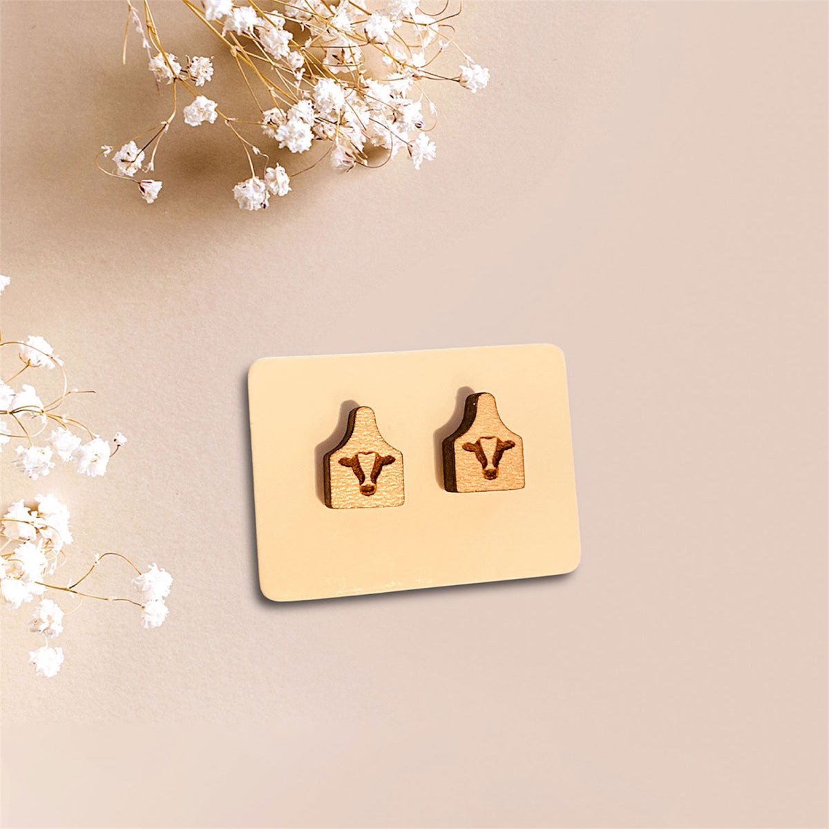 Cow Tag Farm Stud Earrings - Glowforge