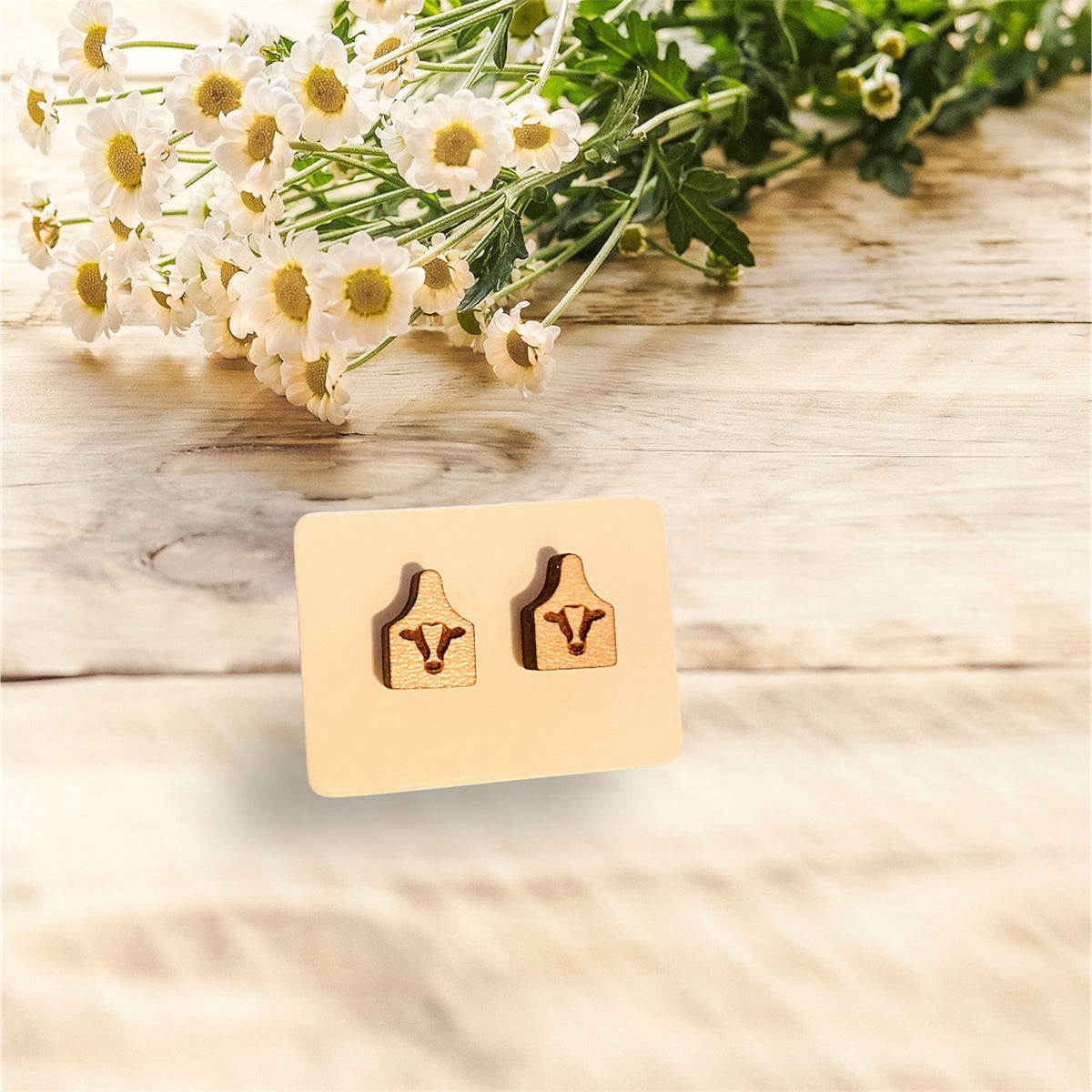 Cow Tag Farm Stud Earrings - Glowforge