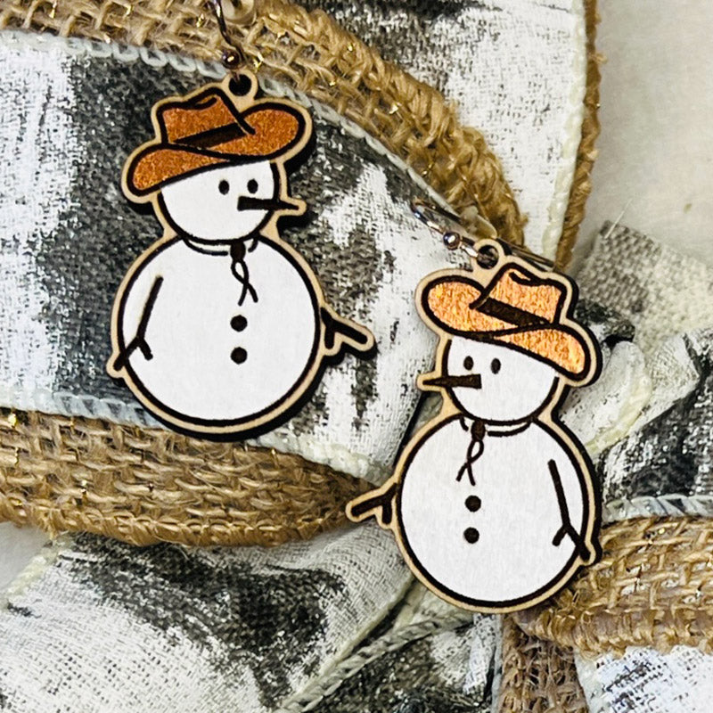 Cowboy Snowman Earrings (Set of 2) - Glowforge