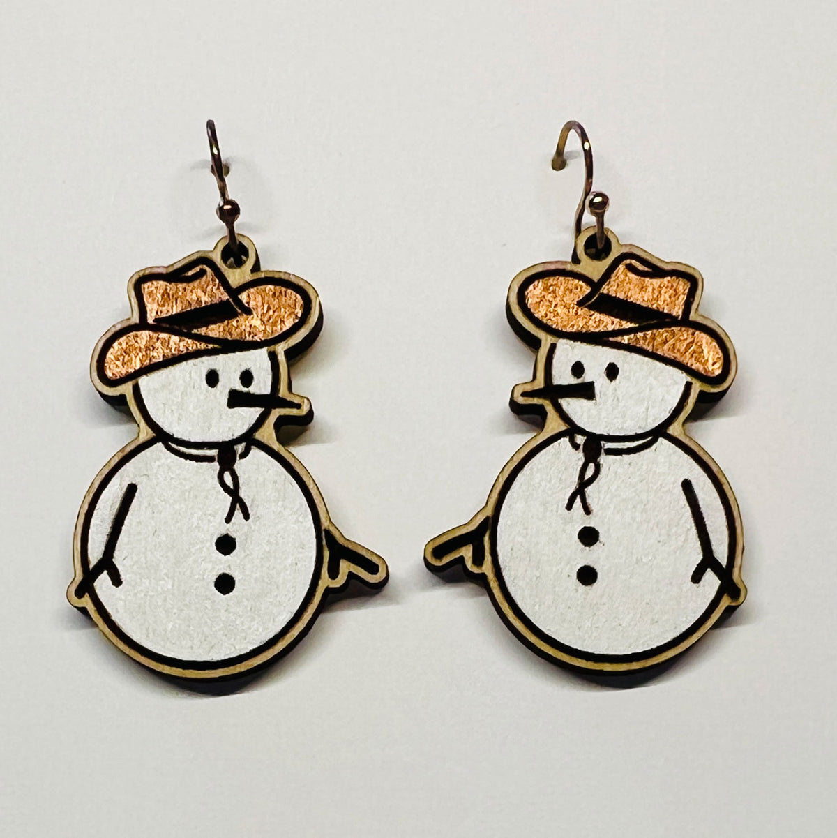 Cowboy Snowman Earrings (Set of 2) - Glowforge