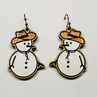 Cowboy Snowman Earrings (Set of 2) - Glowforge
