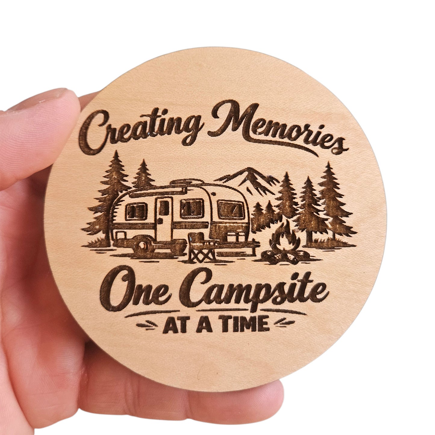 Creating Memories One Campsite At A Time Coaster - Glowforge