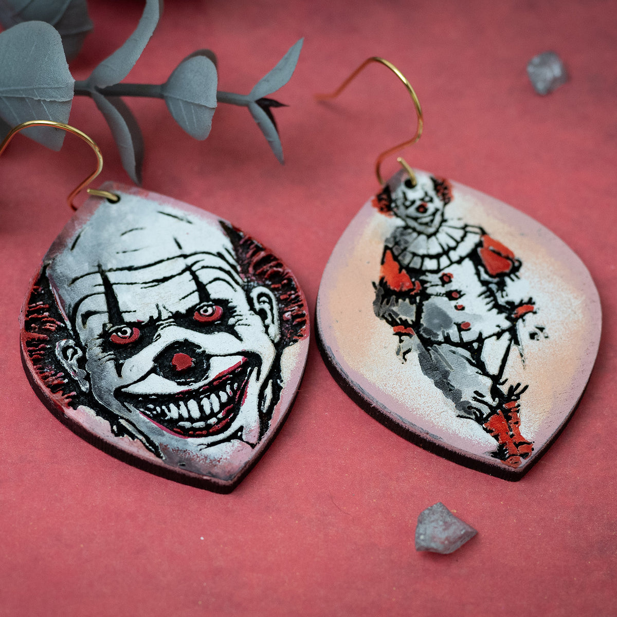 Creepy Clown Teardrop Dangle Earrings – Glowforge Shop