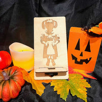 Creepy Girl with Doll Halloween Phone Stand - Glowforge