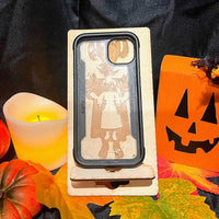 Creepy Girl with Doll Halloween Phone Stand - Glowforge