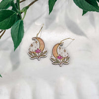 Crescent Moon Lotus Earrings - Glowforge