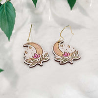 Crescent Moon Lotus Earrings - Glowforge